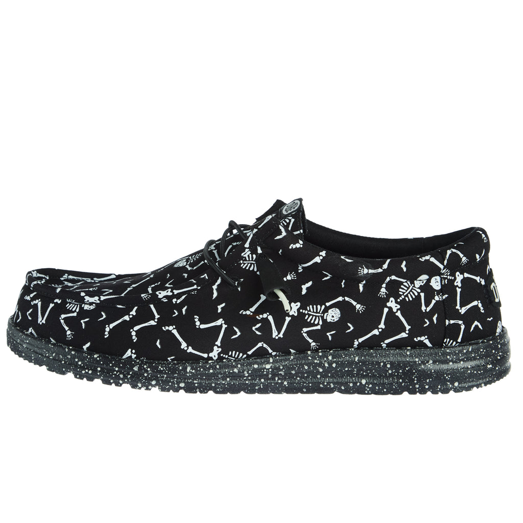 Hey Dude Men`s Wally Skeletons Black Casual Shoe